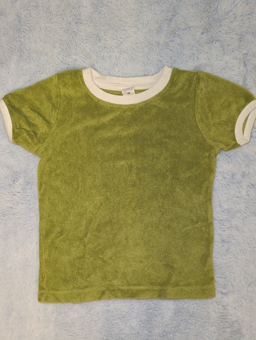 EUC 3T Kate Quinn Short Sleeve Ringer Tee Green Forest Clover Cotton Terry